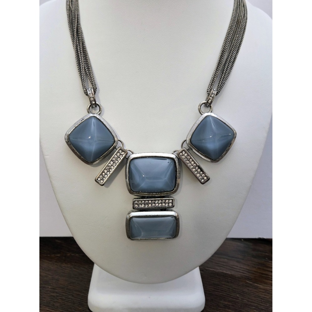 Kenneth Cole NY Vintage Geometric Bib Necklace Multi-strand 5 Chain Statement